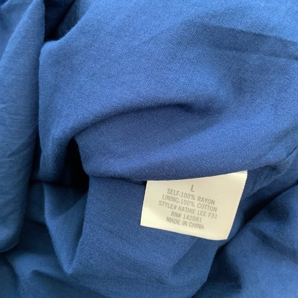 Francesca's Blue Rain Navy Embroidered Long sleeve Tie Knit Romper - Picture 3 of 7